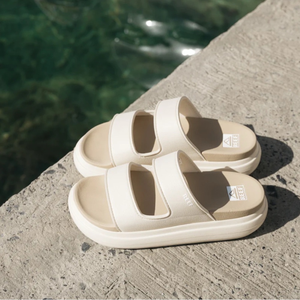 Reef Women's Dual Strap Slide Sandals in Cream